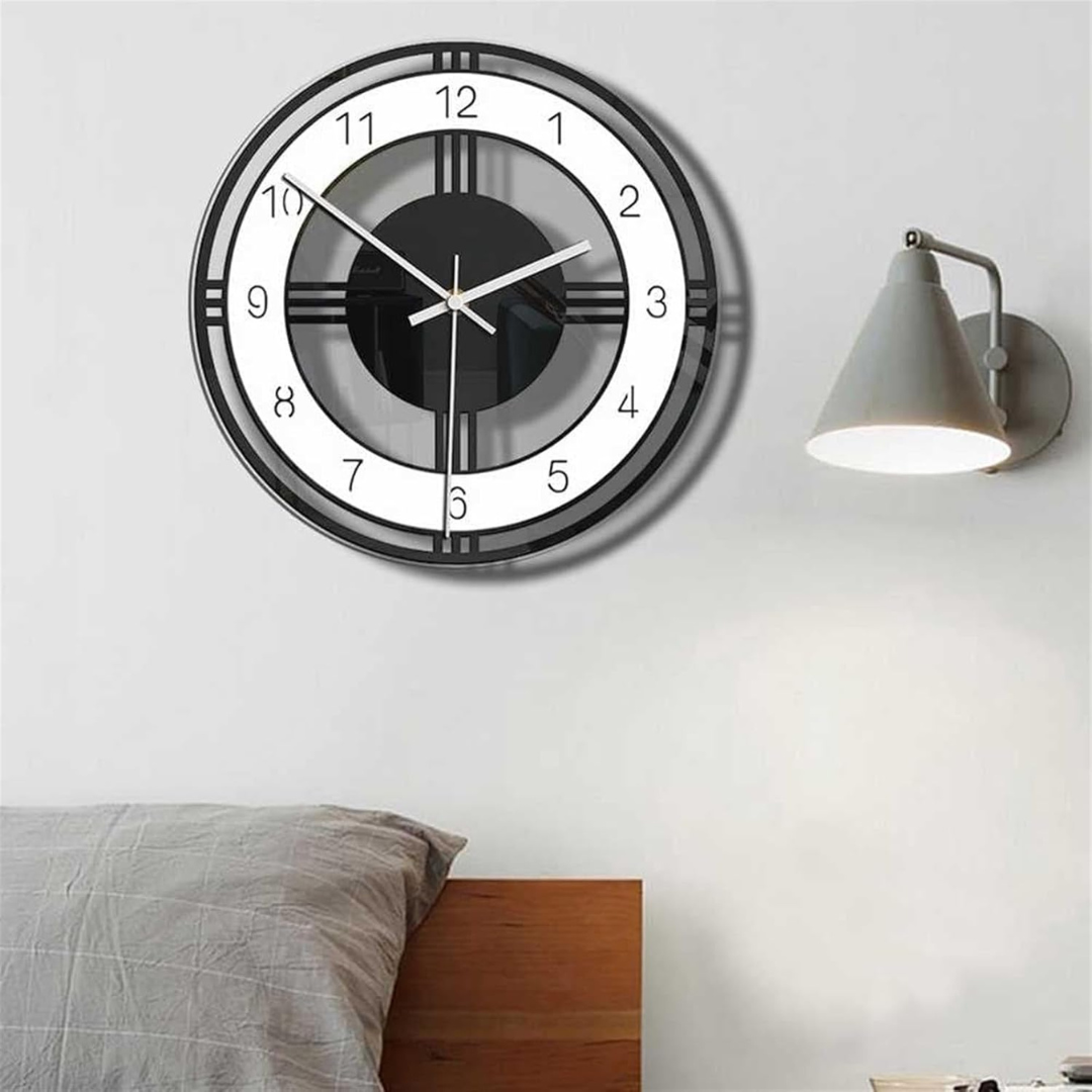 Duży Czarny Zegar Ścienny 28 cm – Nowoczesny Zegar na Ścianę do Salonu z Cichym Mechanizmem Quartz