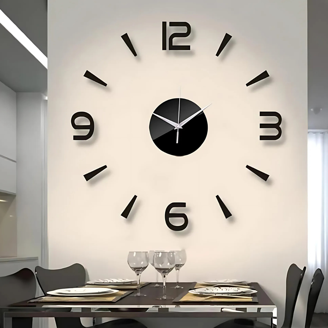 Duży Czarny Zegar Ścienny Chrona – Nowoczesny Zegar na Ścianę do Salonu, 60-90 cm