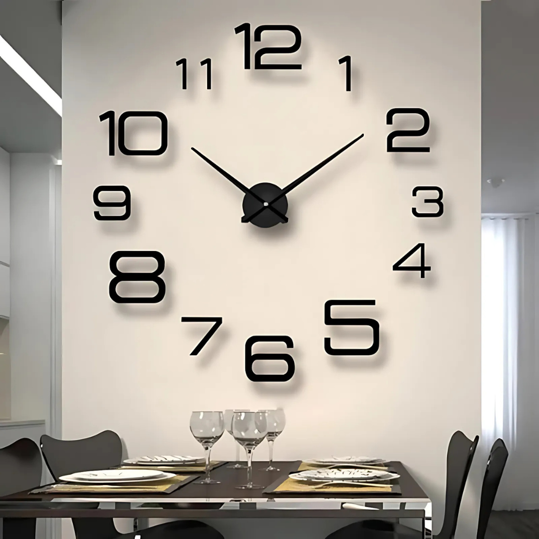 Duży Czarny Zegar Ścienny Chrona – Nowoczesny Zegar na Ścianę do Salonu, 60-90 cm