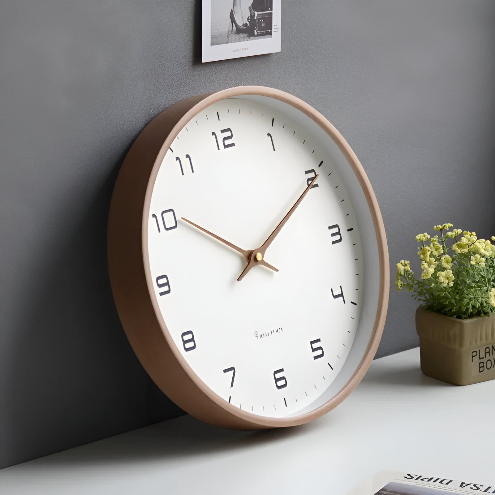 Elegancki Zegar Ścienny 30 cm z Drewna – Minimalistyczny Zegar na Ścianę do Salonu, Kuchni i Biura