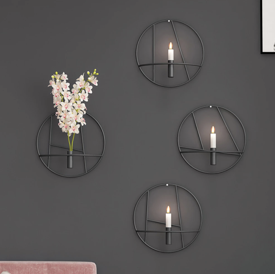 Funky Metalowy Świecznik na Tealighty – Nowoczesny Wazon Ścienny z Geometrycznym Designem [świecznik]