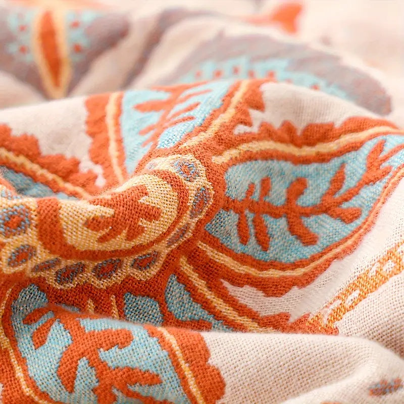 Koc Boho Z Kwiatowym Wzorem | Dekoracyjny Pled