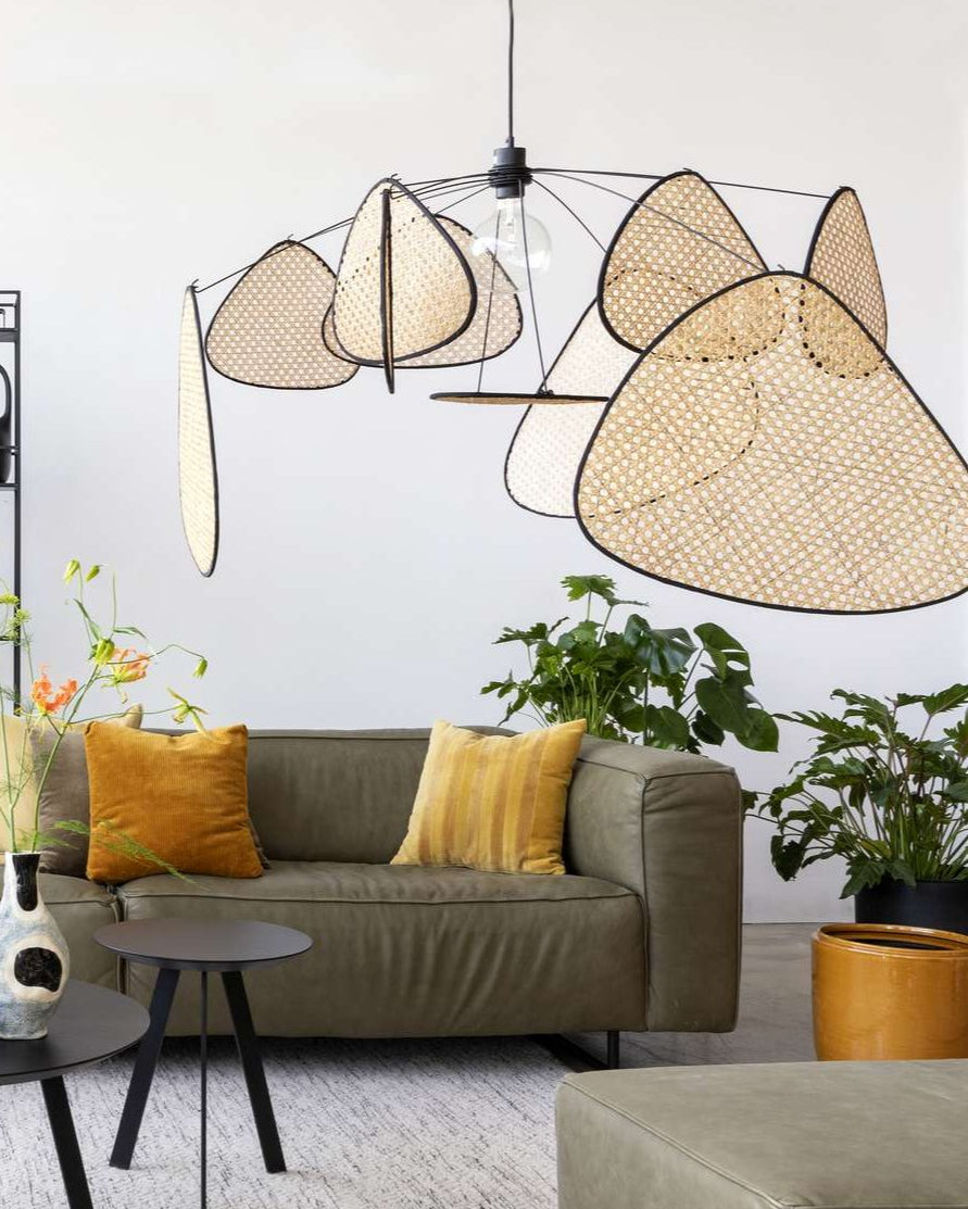 Lampa Wisząca Asymetryczna Boho Z Ażurowym Kloszem