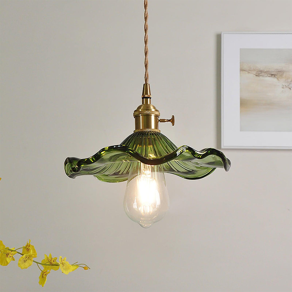 Lampa Wisząca Vintage Kwiatowy Klosz