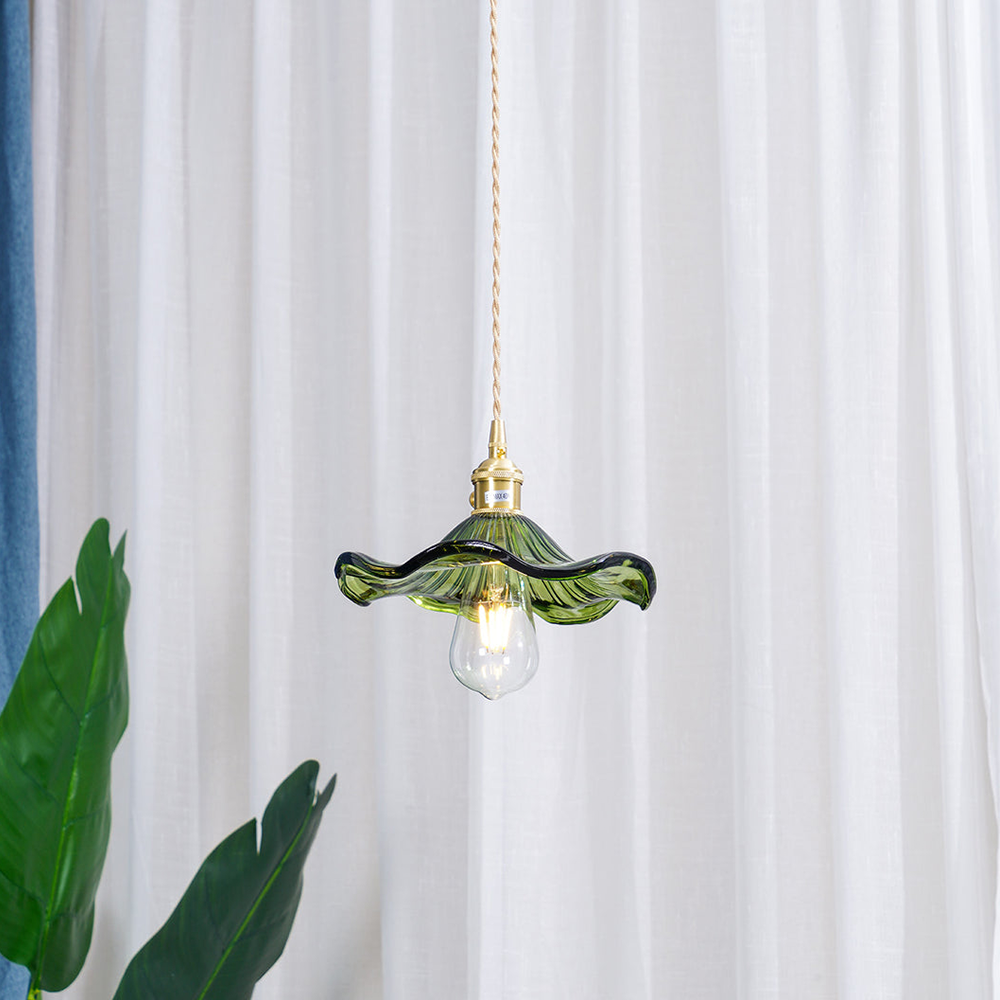 Lampa Wisząca Vintage Kwiatowy Klosz