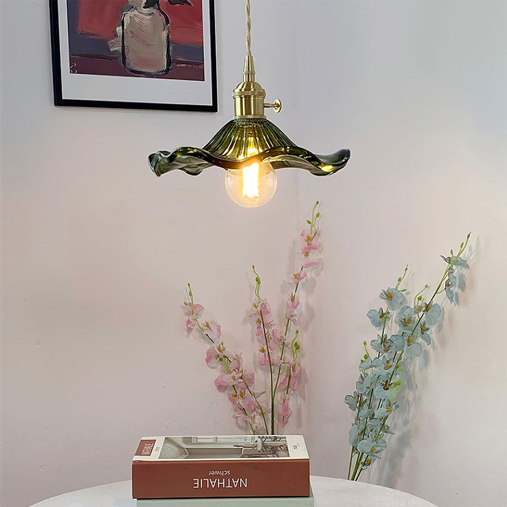 Lampa Wisząca Vintage Kwiatowy Klosz