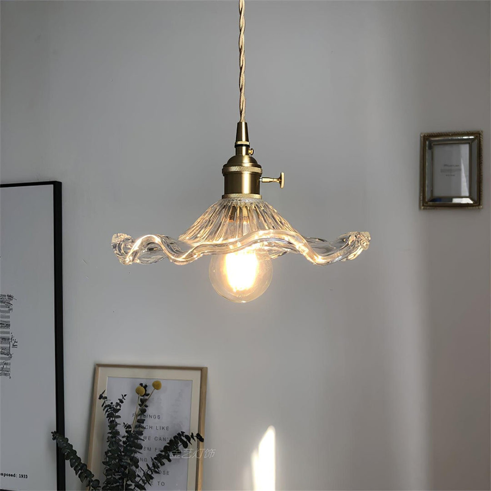 Lampa Wisząca Vintage Kwiatowy Klosz