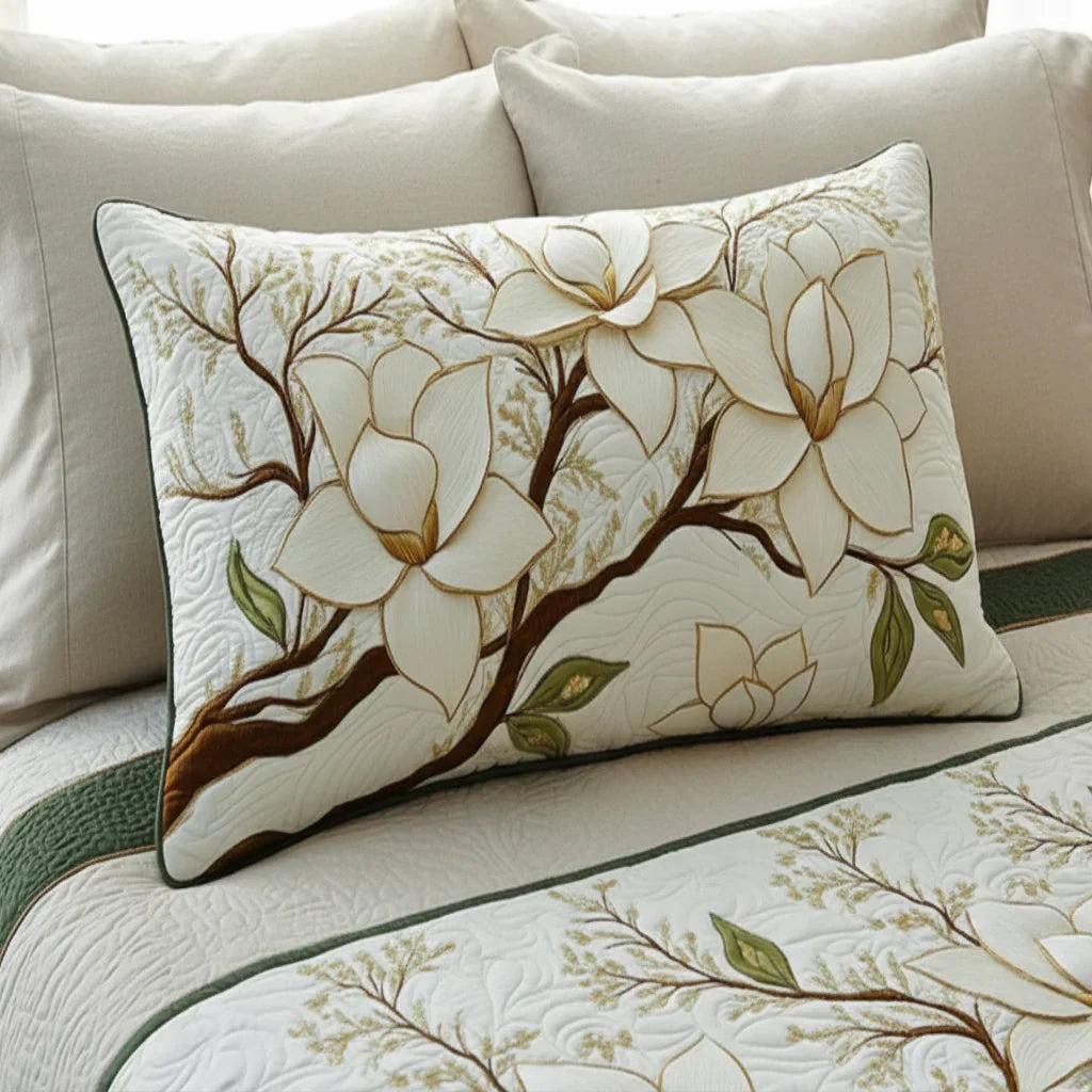 Poduszka Ozdobna Pikowana - Kwiat Magnolii