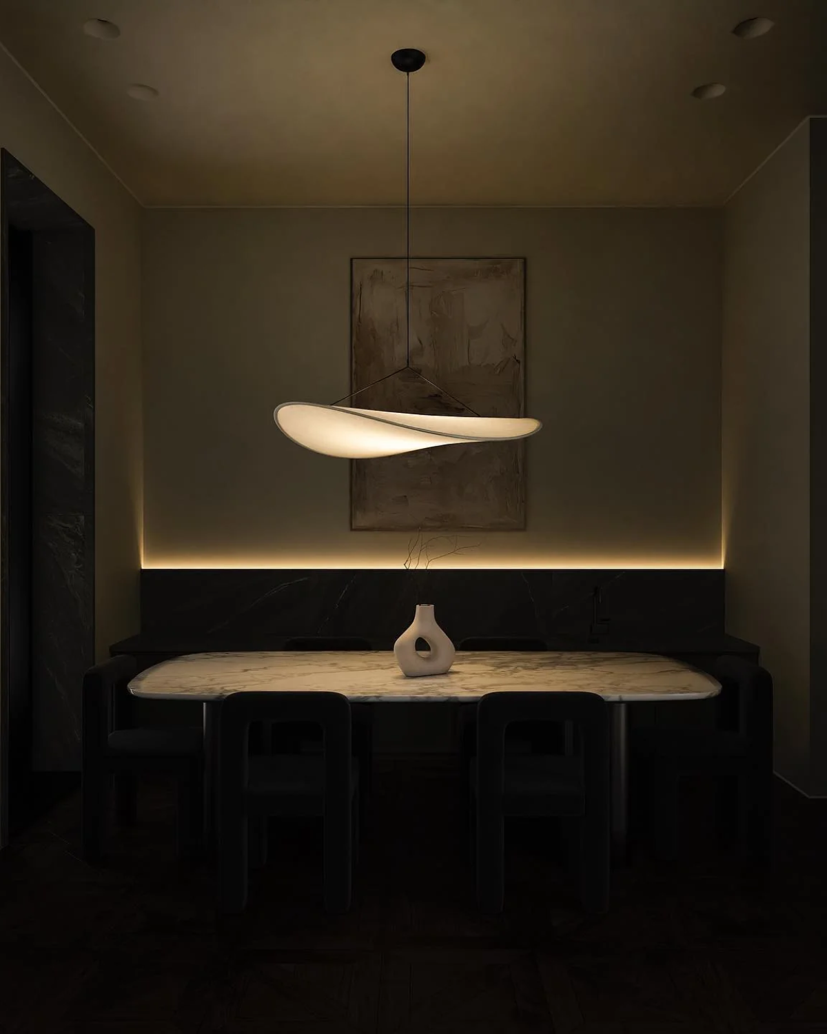 Minimalistyczna Lampa Wisząca LED Japandi Rzeźbiarska Forma