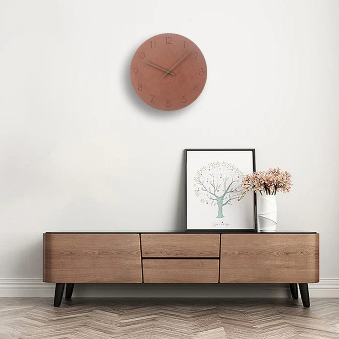 Minimalistyczny Zegar Ścienny z Drewnianą Ramą – Cichy Zegar na Ścianę do Salonu, 29 cm