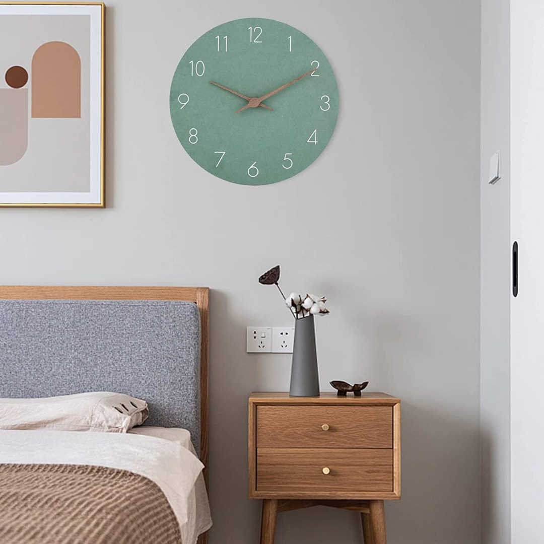 Minimalistyczny Zegar Ścienny z Drewnianą Ramą – Cichy Zegar na Ścianę do Salonu, 29 cm