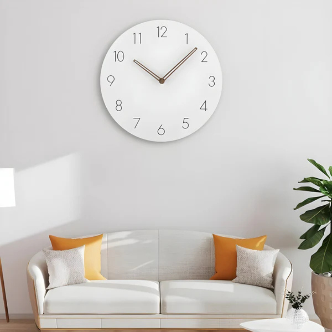 Minimalistyczny Zegar Ścienny z Drewnianą Ramą – Cichy Zegar na Ścianę do Salonu, 29 cm