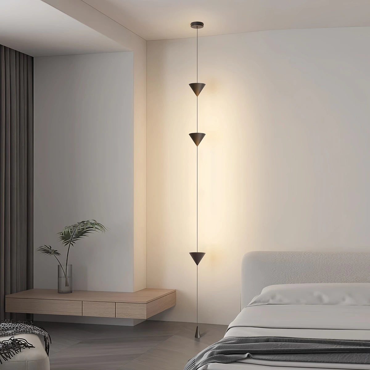 Nowoczesna Lampa Podłogowa LED Od Podłogi Do Sufitu Z Kloszem Stożkowym