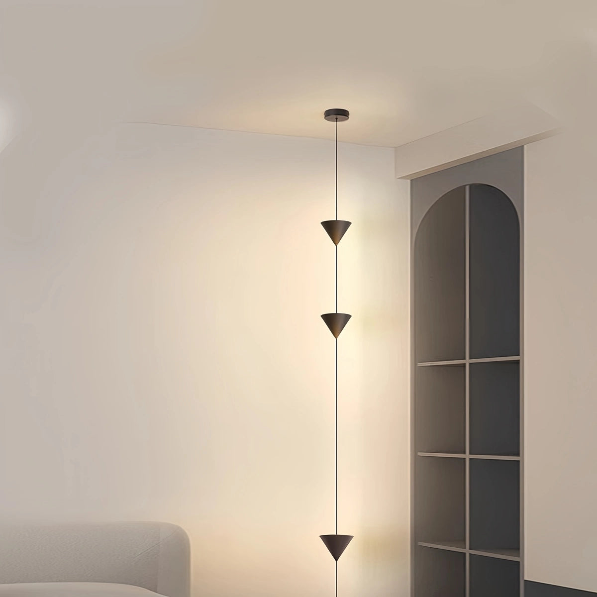 Nowoczesna Lampa Podłogowa LED Od Podłogi Do Sufitu Z Kloszem Stożkowym