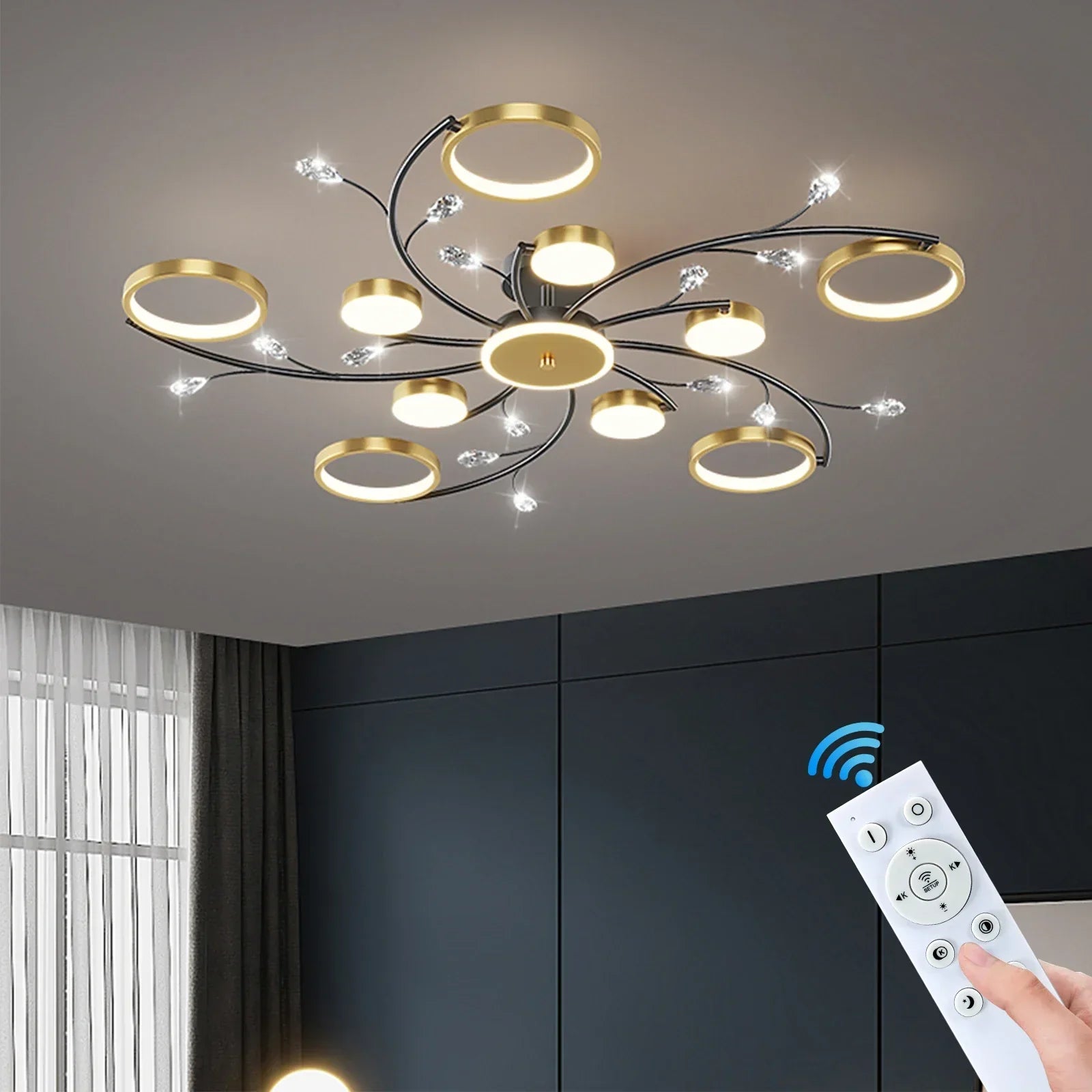 Nowoczesna Lampa Sufitowa LED Zdalnie Ściemniana