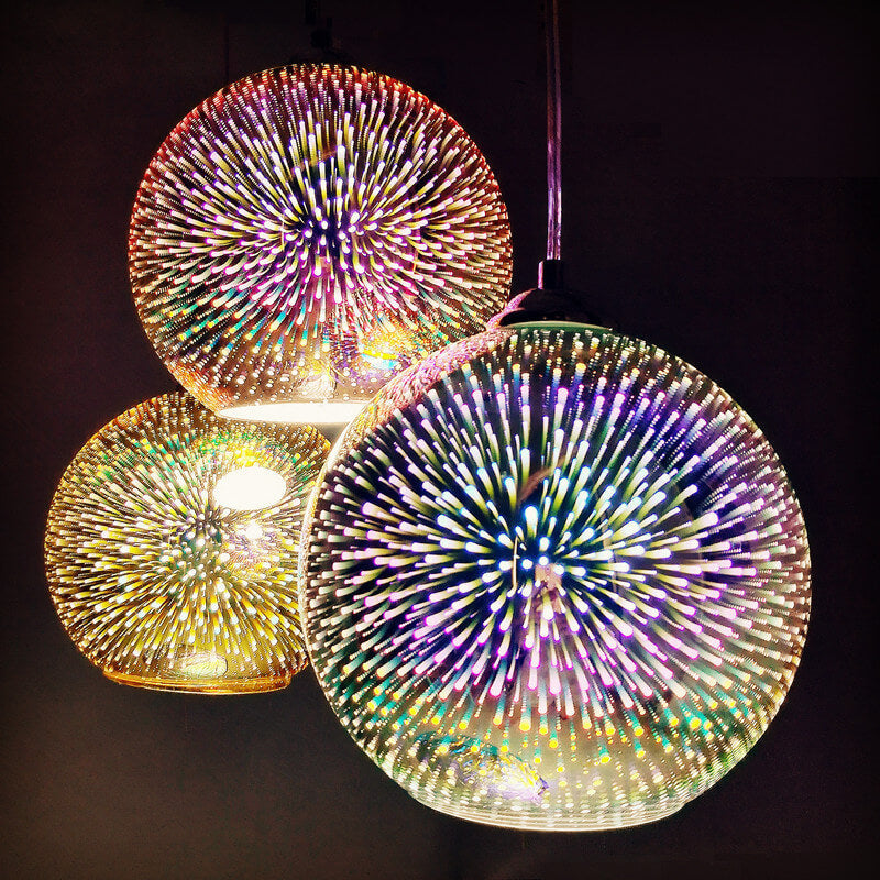 Nowoczesna Lampa Wisząca Kula 3D Efekt Fajerwerków
