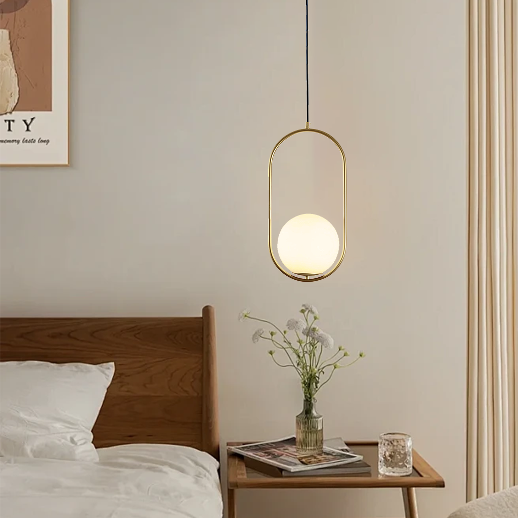 Nowoczesna Lampa Wisząca LED Owalna Z Kloszem Kula