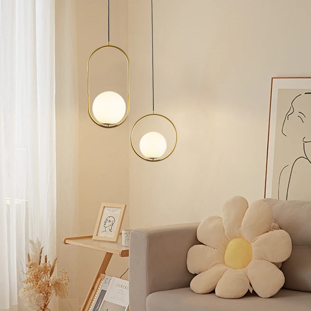 Nowoczesna Lampa Wisząca LED Owalna Z Kloszem Kula