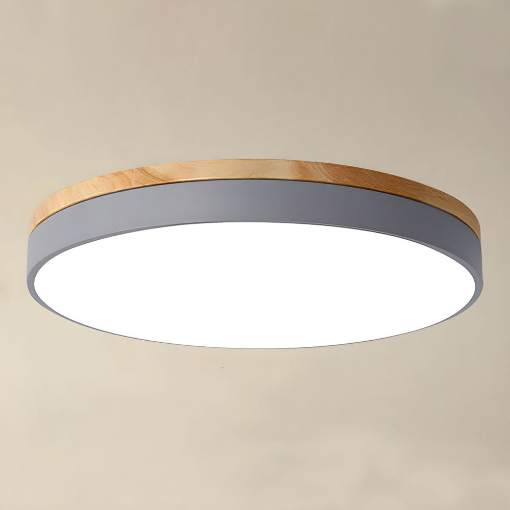 Nowoczesna Okrągła Lampa Sufitowa LED Z Naturalnym Akcentem