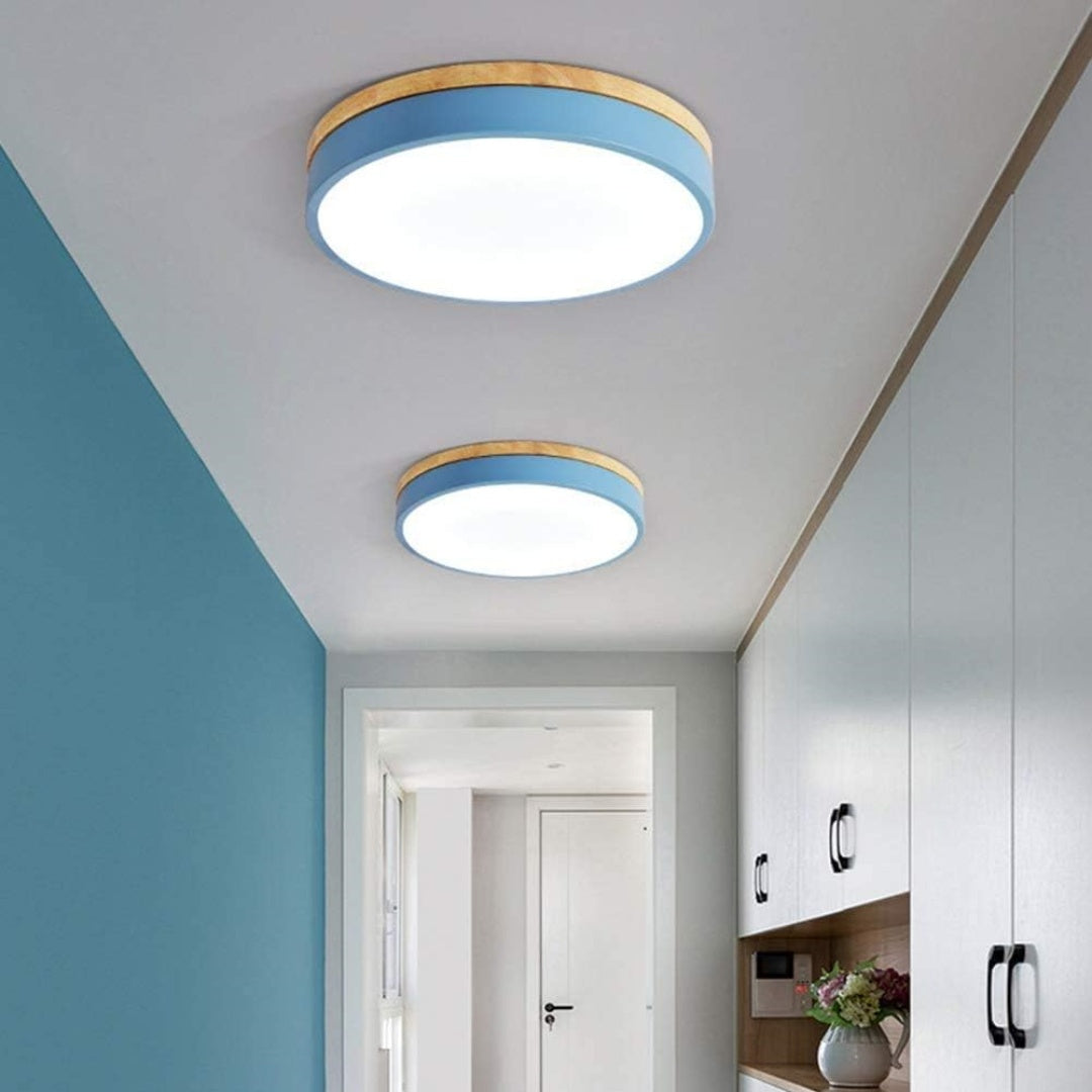 Nowoczesna Okrągła Lampa Sufitowa LED Z Naturalnym Akcentem