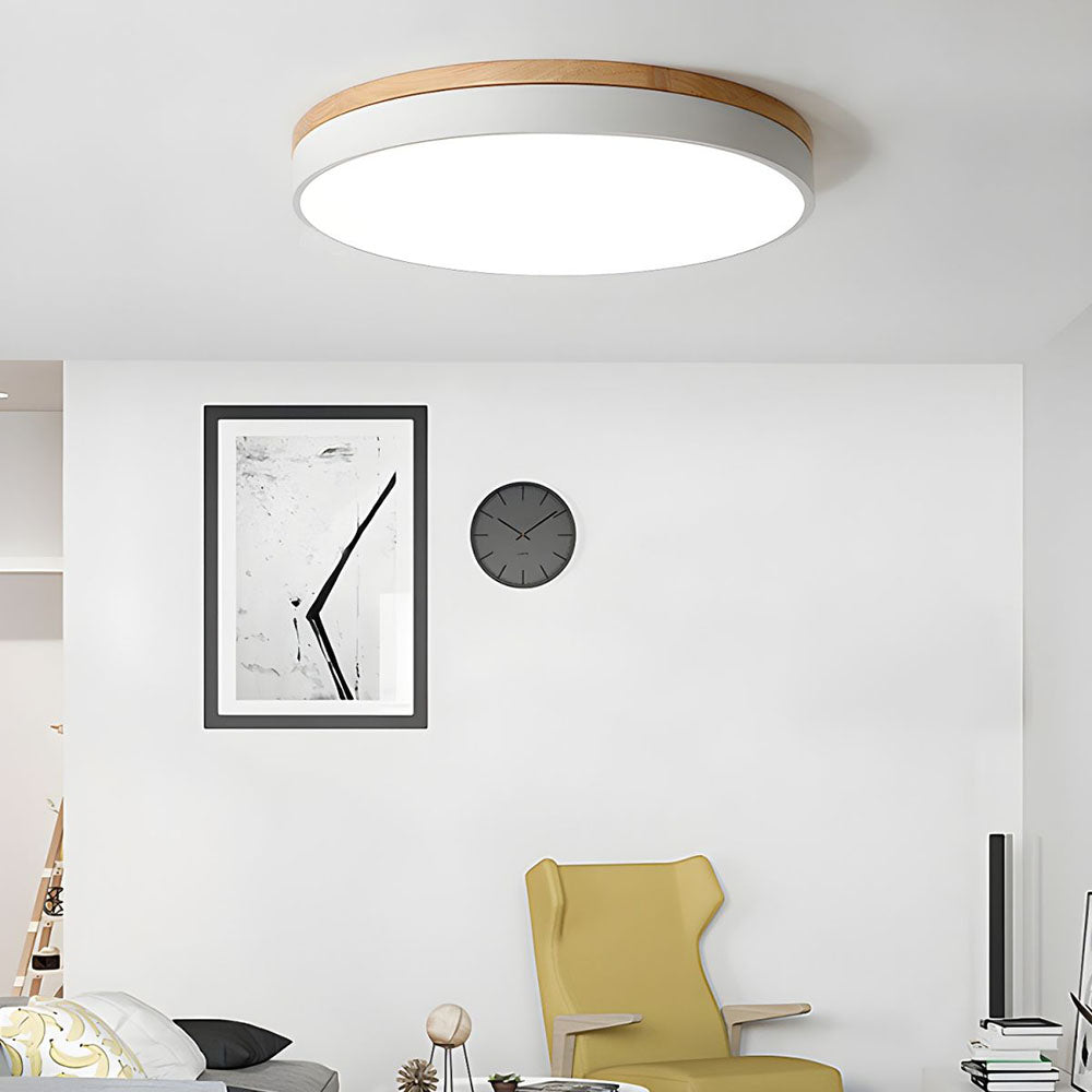 Nowoczesna Okrągła Lampa Sufitowa LED Z Naturalnym Akcentem