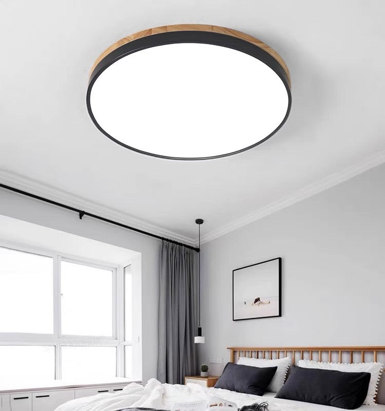 Nowoczesna Okrągła Lampa Sufitowa LED Z Naturalnym Akcentem