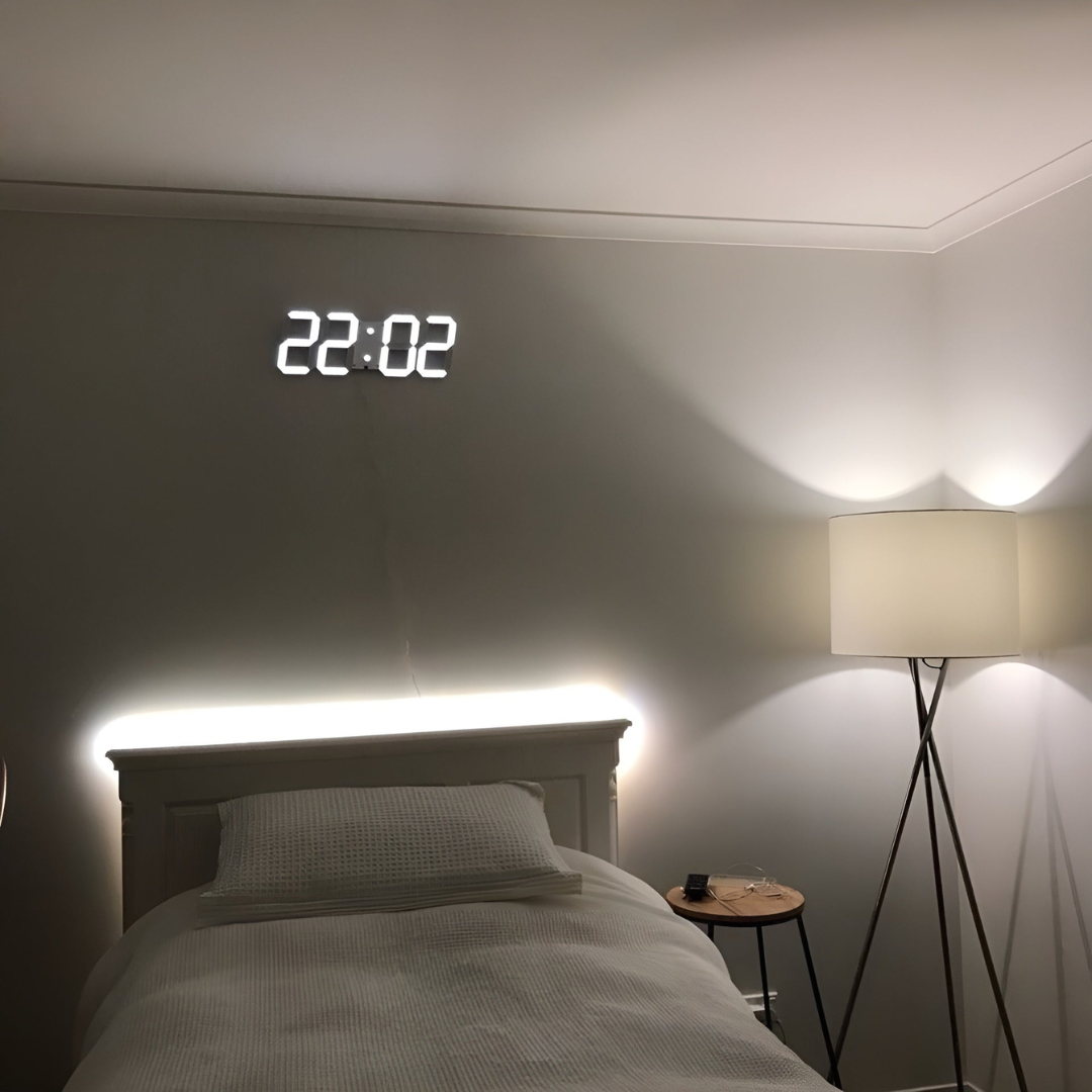 Nowoczesny Zegar Ścienny LED 3D – Cyfrowy Zegar na Ścianę do Salonu i Biura, Minimalistyczny Design