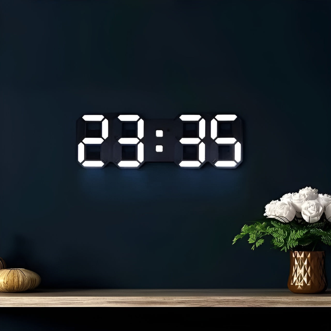 Nowoczesny Zegar Ścienny LED 3D – Cyfrowy Zegar na Ścianę do Salonu i Biura, Minimalistyczny Design