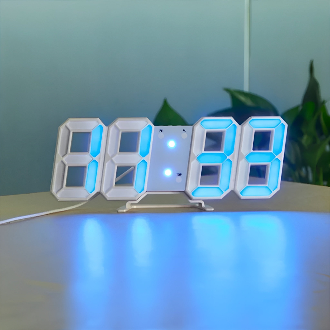 Nowoczesny Zegar Ścienny LED 3D – Cyfrowy Zegar na Ścianę do Salonu i Biura, Minimalistyczny Design
