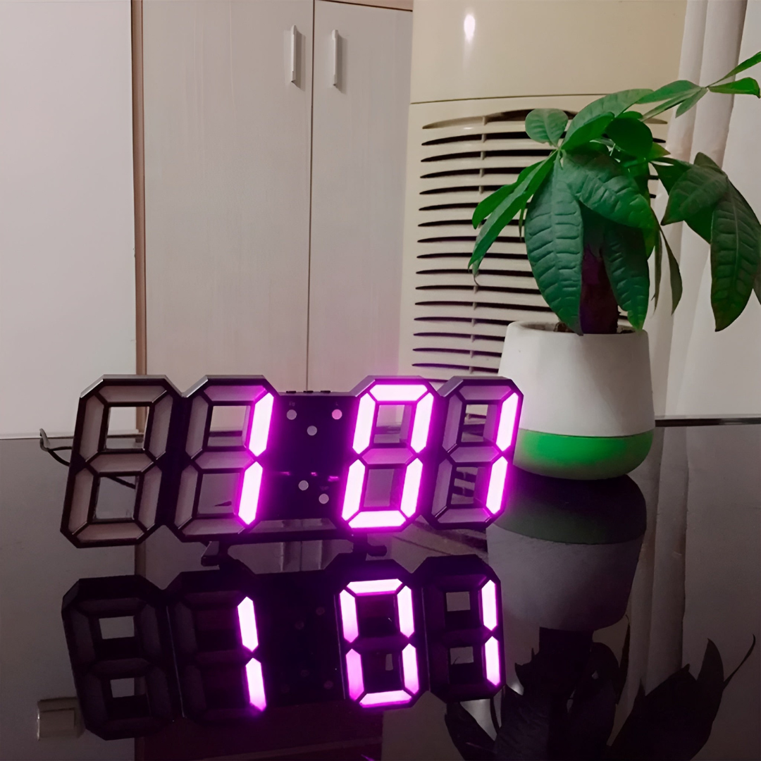 Nowoczesny Zegar Ścienny LED 3D – Cyfrowy Zegar na Ścianę do Salonu i Biura, Minimalistyczny Design