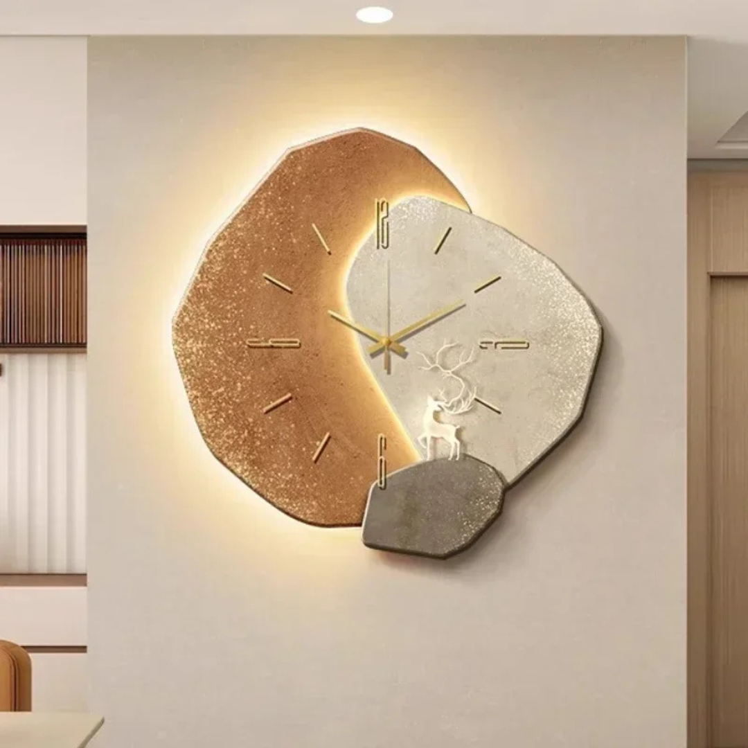 Nowoczesny Zegar Ścienny z LED z Naturalnego Drewna – Stylowy Zegar do Salonu i Minimalistycznych Wnętrz
