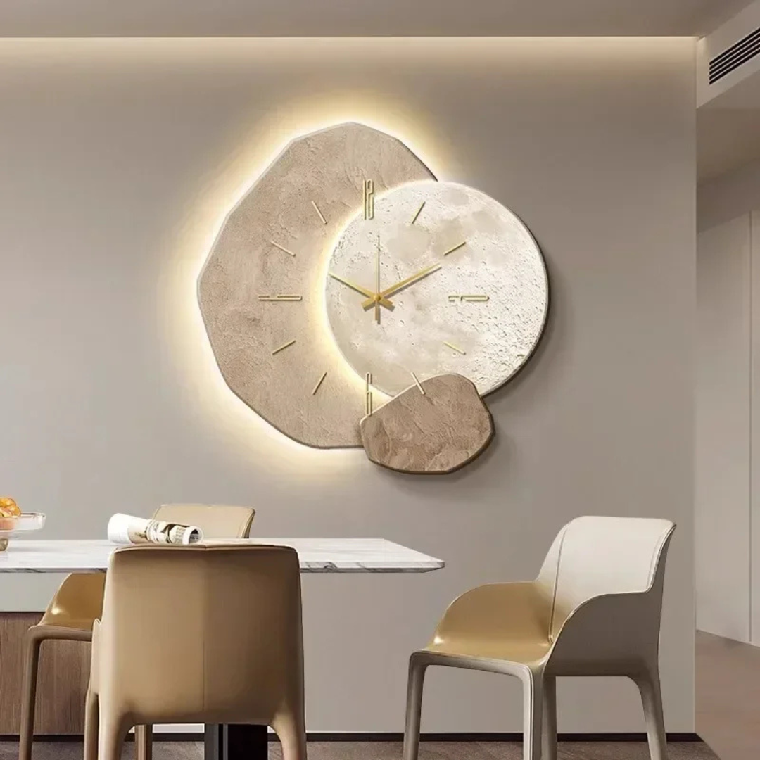 Nowoczesny Zegar Ścienny z LED z Naturalnego Drewna – Stylowy Zegar do Salonu i Minimalistycznych Wnętrz