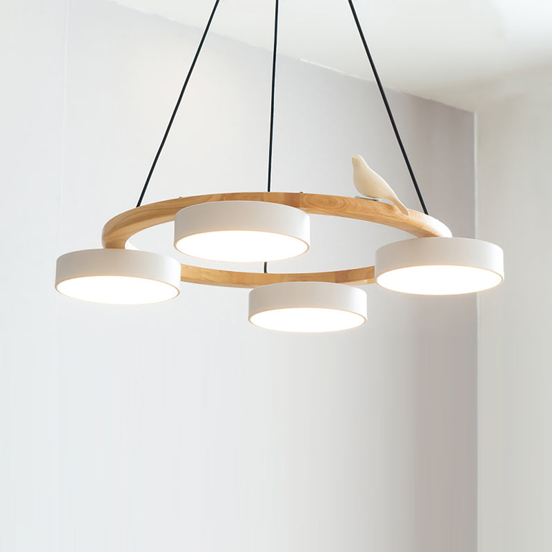 Nowoczesny Żyrandol LED Lampa Wisząca Okrągła Z Motywem Ptaka