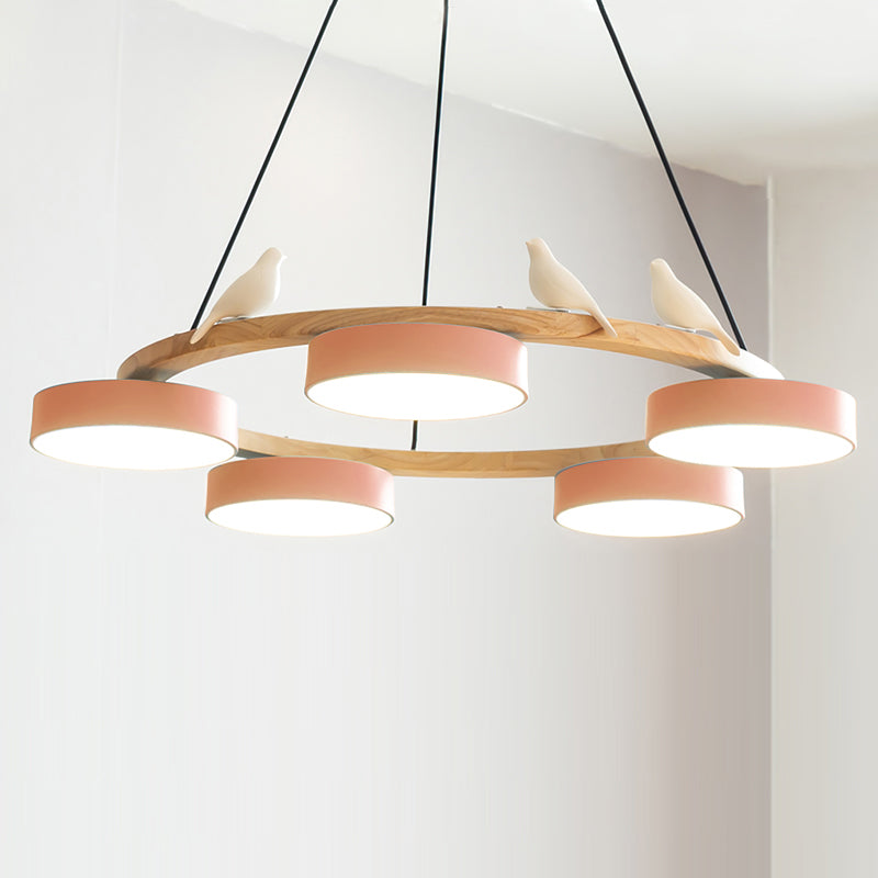 Nowoczesny Żyrandol LED Lampa Wisząca Okrągła Z Motywem Ptaka