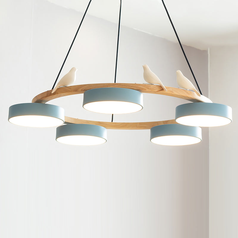 Nowoczesny Żyrandol LED Lampa Wisząca Okrągła Z Motywem Ptaka