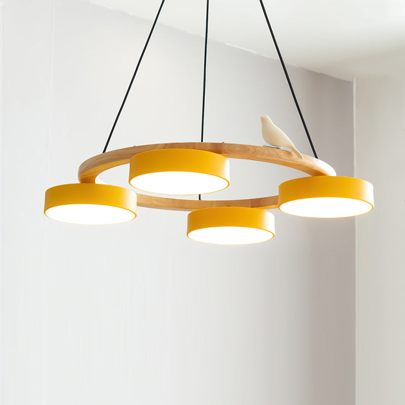 Nowoczesny Żyrandol LED Lampa Wisząca Okrągła Z Motywem Ptaka