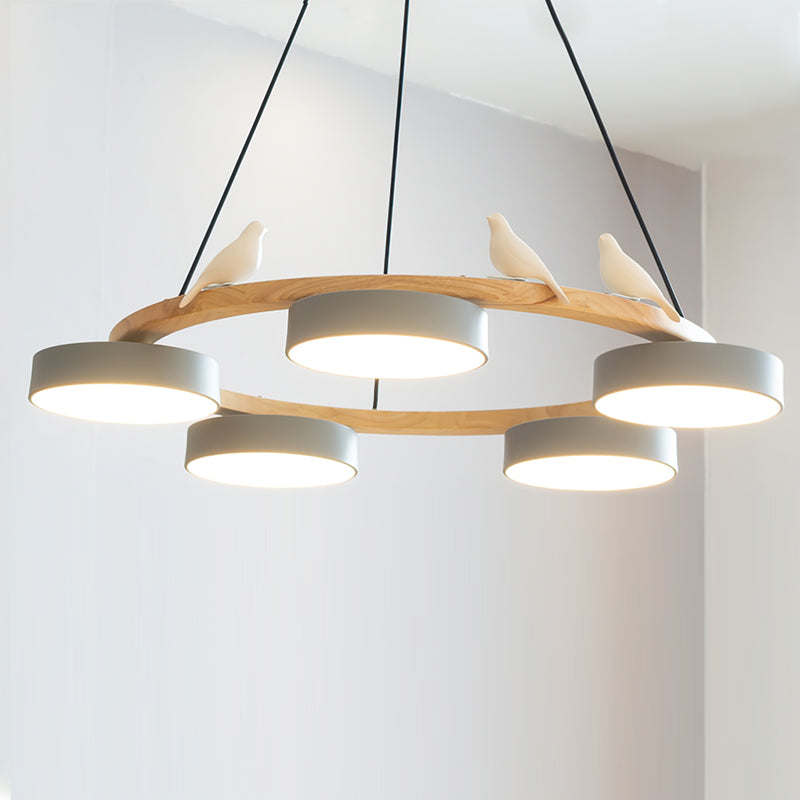 Nowoczesny Żyrandol LED Lampa Wisząca Okrągła Z Motywem Ptaka