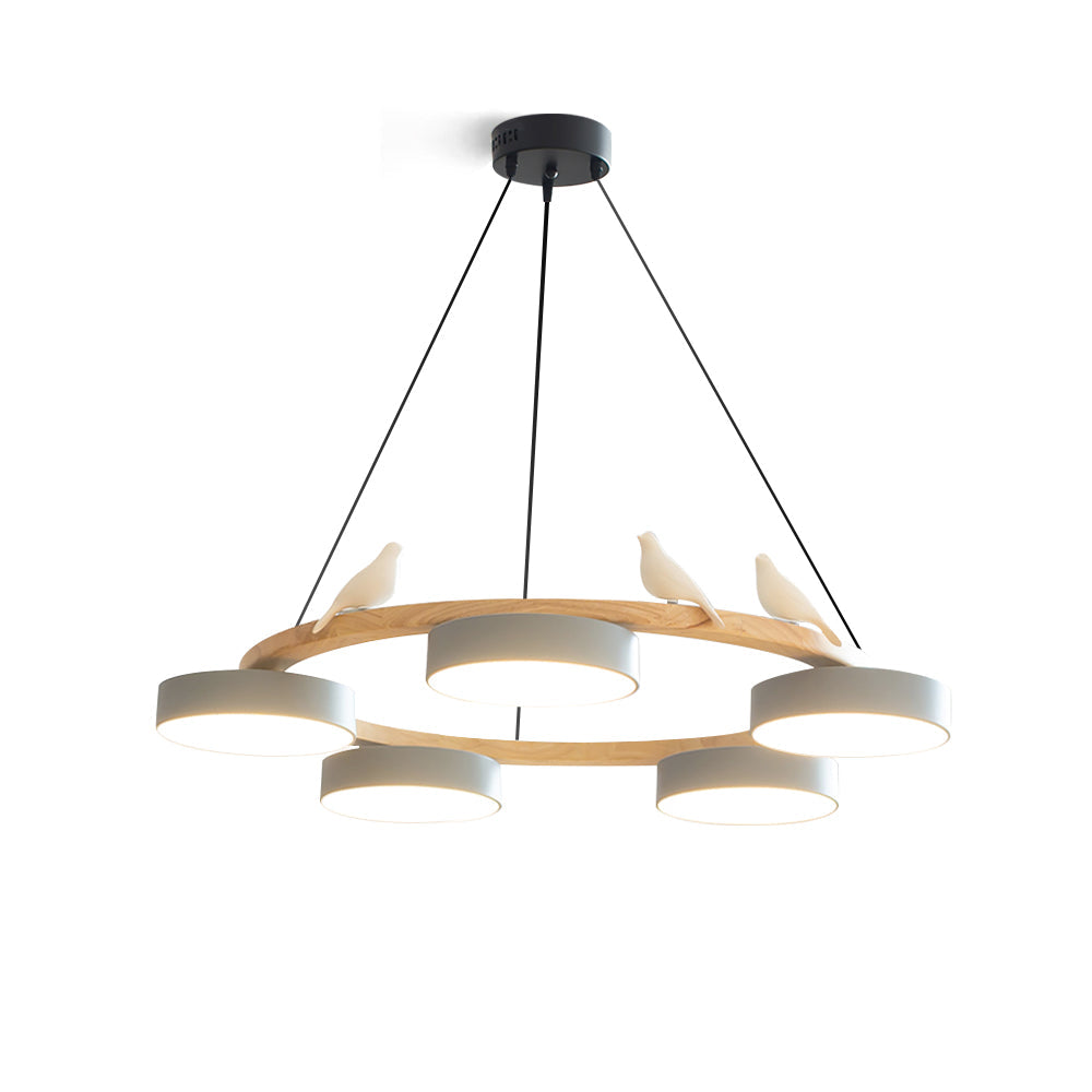 Nowoczesny Żyrandol LED Lampa Wisząca Okrągła Z Motywem Ptaka