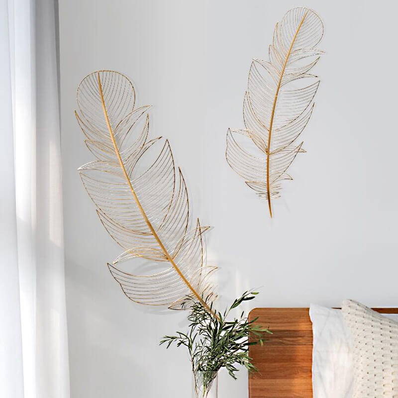 Pióra PlumeArt Nowoczesna Dekoracja Ścienna – Elegancka Metalowa Grafika do Salonu [dekoracje ścienne]