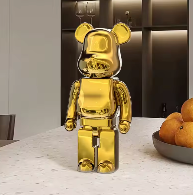 Rzeźba Bearbrick w Kolorze Refleksyjnym, Ręcznie Wykonana, Wiele Rozmiarów – Dekoracja Wnętrz 35-180 cm