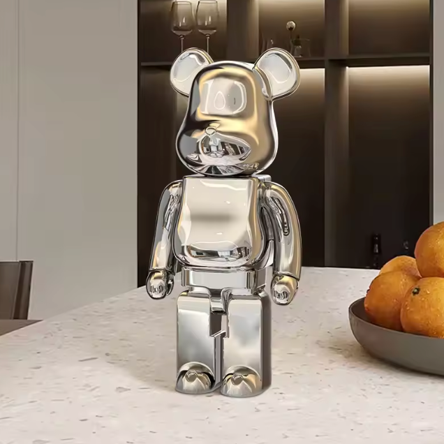 Rzeźba Bearbrick w Kolorze Refleksyjnym, Ręcznie Wykonana, Wiele Rozmiarów – Dekoracja Wnętrz 35-180 cm