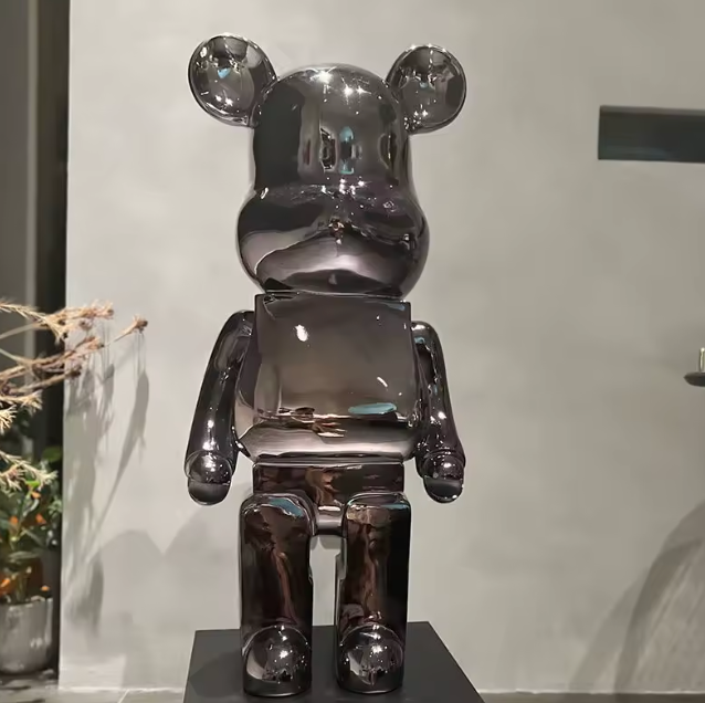 Rzeźba Bearbrick w Kolorze Refleksyjnym, Ręcznie Wykonana, Wiele Rozmiarów – Dekoracja Wnętrz 35-180 cm
