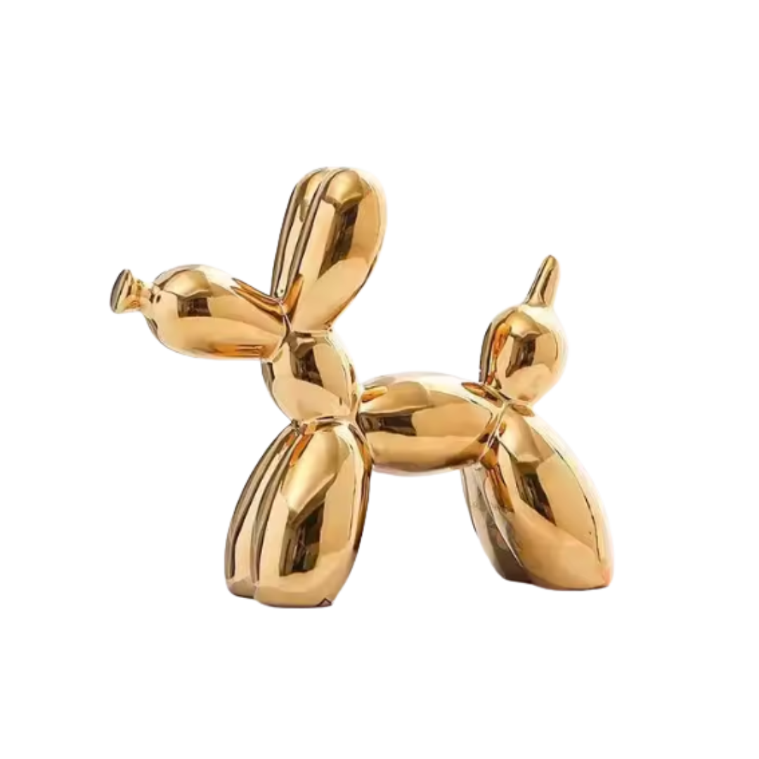 Rzeźba Psa Balonowego z Ceramiki – Zabawna Dekoracja Wnętrz, 18 cm H, Metaliczny Wystrój Wnętrz