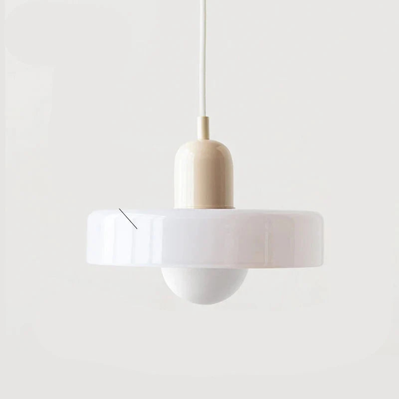 Nowoczesna lampa wisząca z kolorowym szklanym kloszem Bauhaus