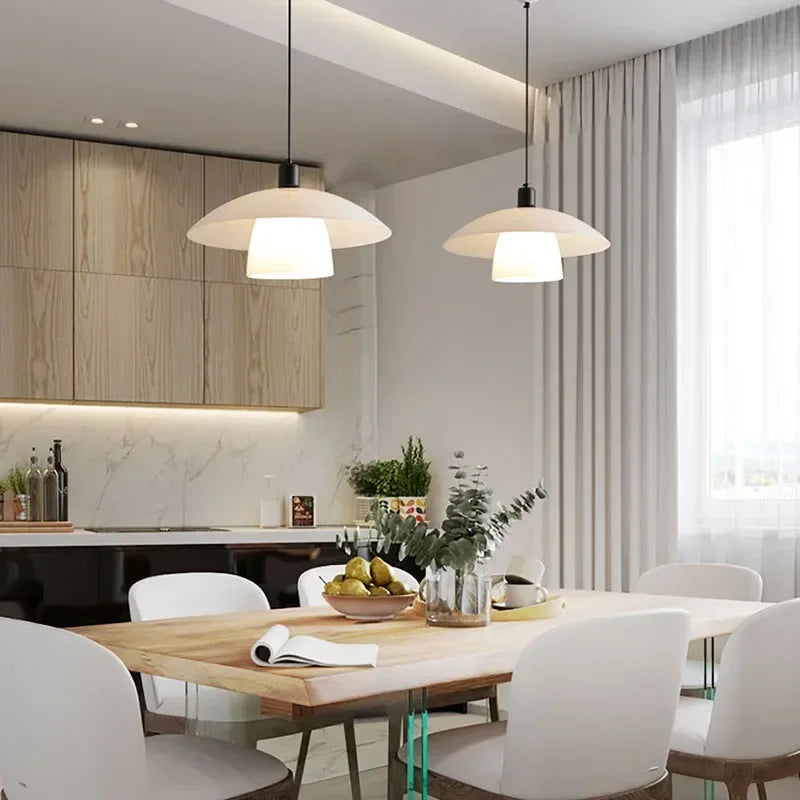 Japońska Lampa Wisząca – Elegancka Kopułowa Lampa LED do Kuchni i Jadalni