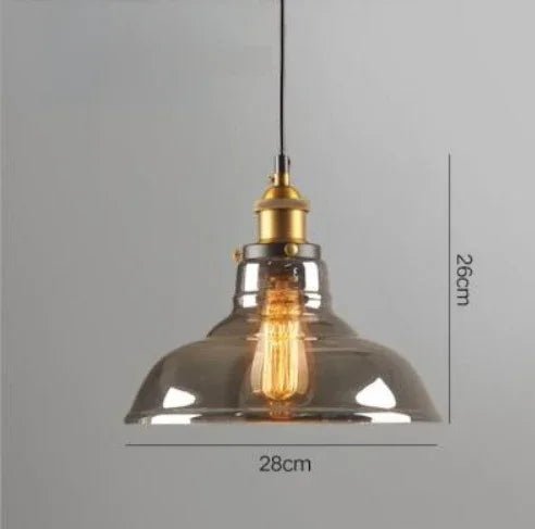 Industrialna lampa wisząca retro ze szkłem – Klosz z dymionego szkła
