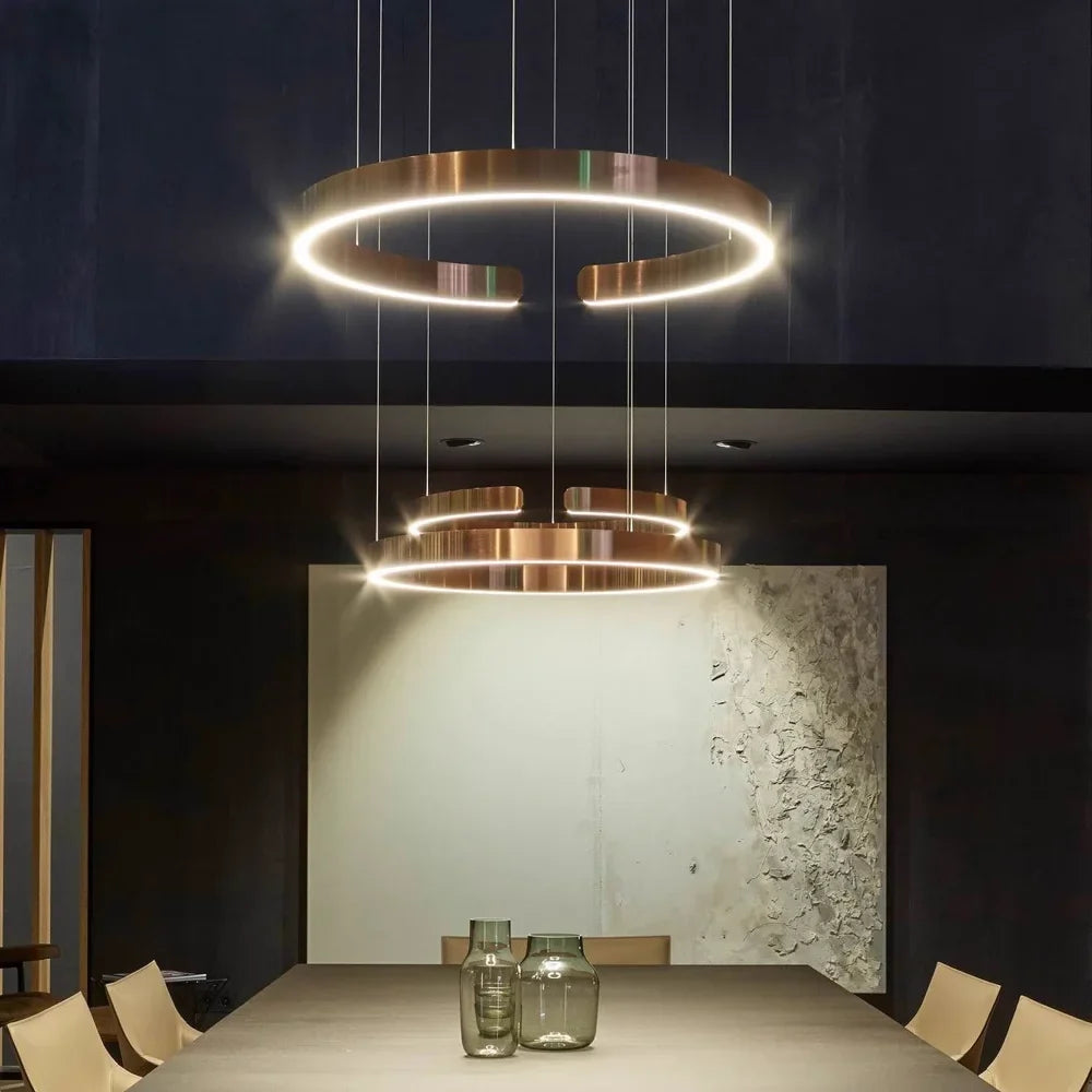 Nowoczesny żyrandol LED w kształcie pierścienia – elegancka okrągła lampa sufitowa