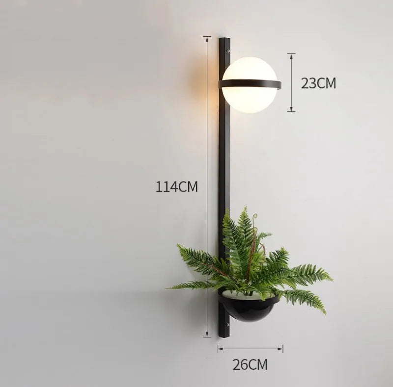 Nowoczesna Kinkietowa Lampa Ścienna z Kulkami LED i Doniczką