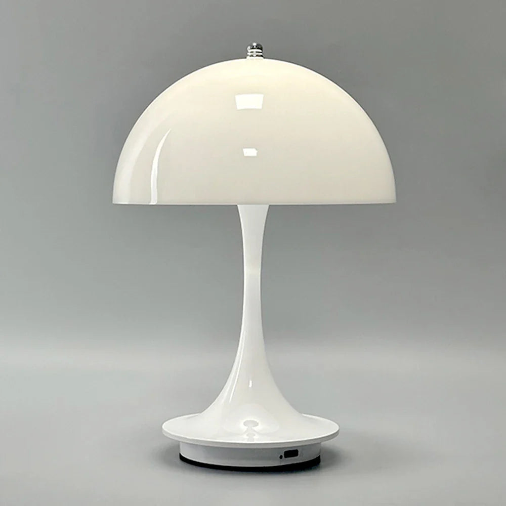 Nowoczesna lampka stołowa LED – minimalistyczna lampa z kloszem w kształcie kopuły