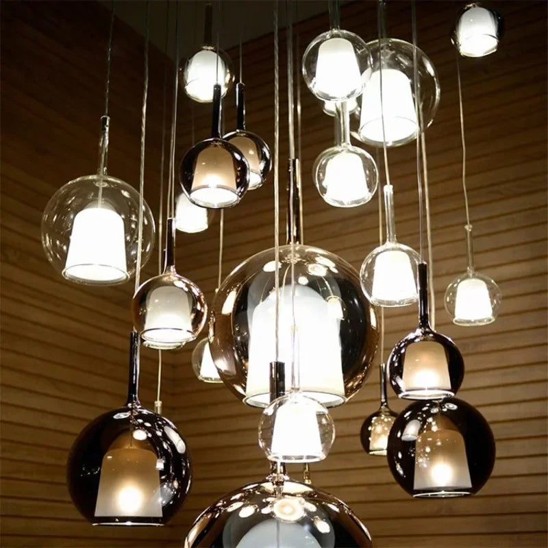 Nowoczesna lampa wisząca z kloszami ze szkła – Lampa sufitowa typu cluster z dymionym szkłem